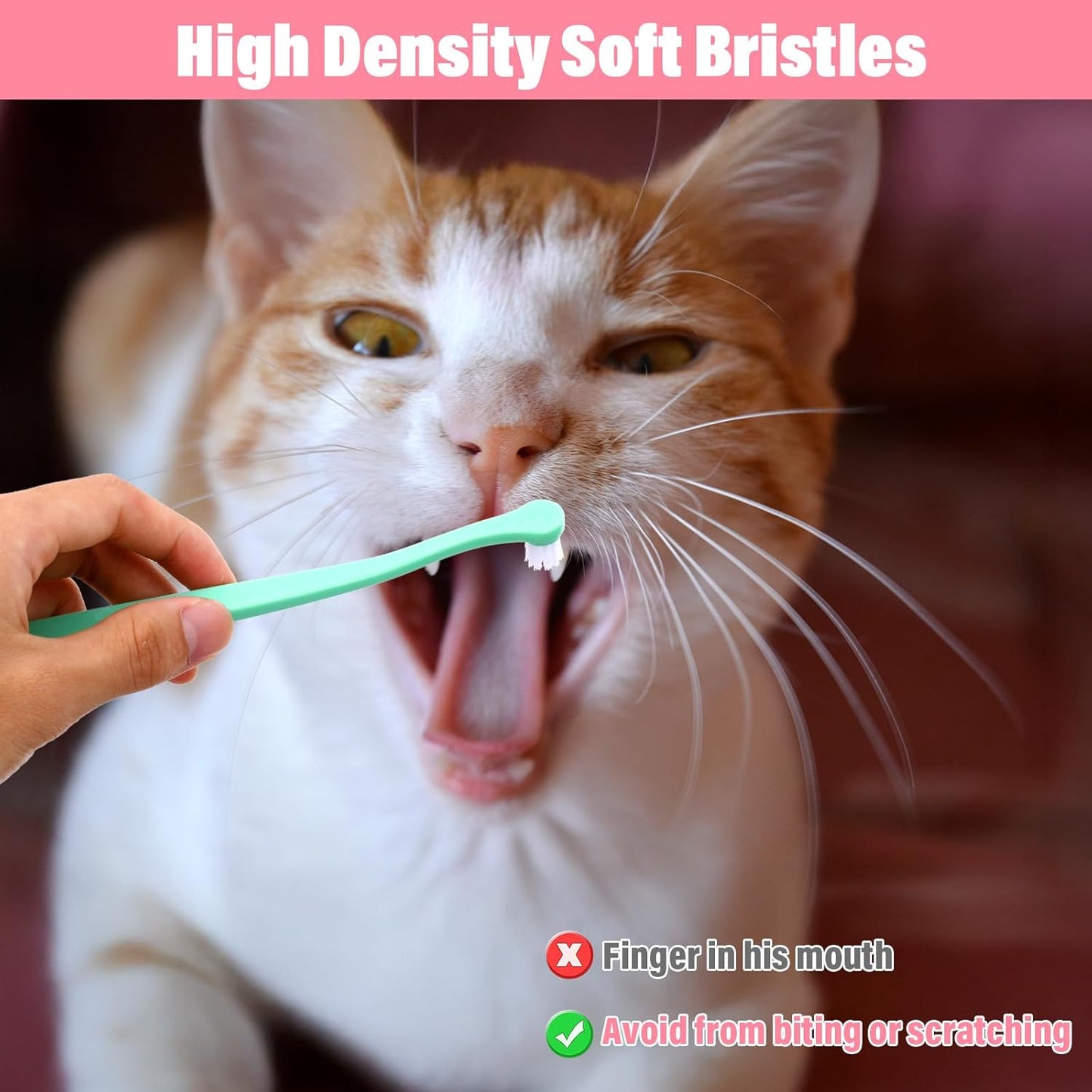 3 Pack Toothbrush for Small Dogs, Mini Pet Toothbrush for Teeth Clean, Soft Cat Tooth Brush for Puppy, Kitten, Other Small Pets(Pink, Blue, Green)