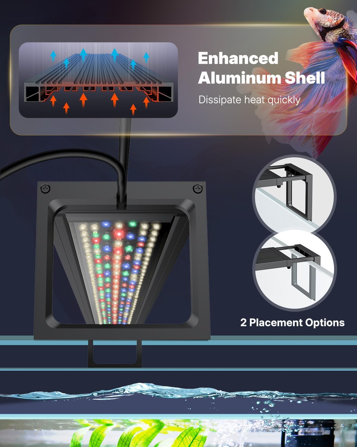 Pawfly Aquarium Light for Plants, 42 W Bluetooth Fish Tank Light, Full Spectrum Aquarium Lights for 48"-54" Fish Tanks, Extendable 24/7 LED Lights with Timer Modes & Adjustable Brightness