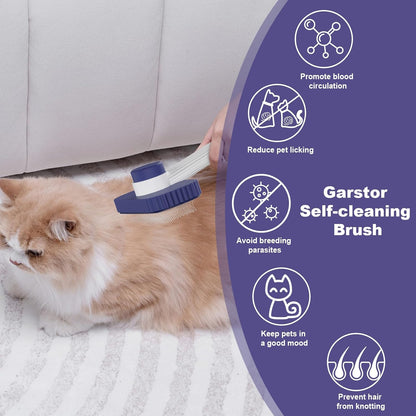Cat brush, Cat Brush for Long or Short Haired Cats, Remove Loose Fur and Mats, Rounded Pins Reduces Painful Pulling, Not for Tangle and Curly Fur, Dark Blue