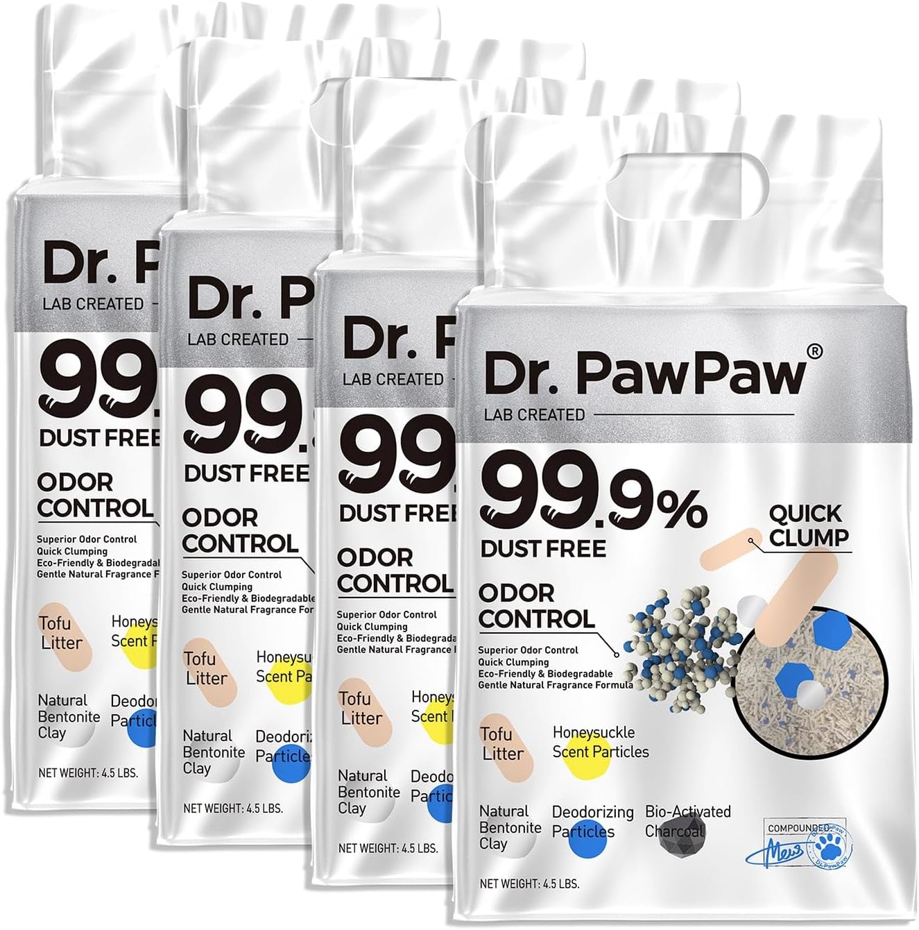 Dr. PawPaw Tofu Cat Litter, Honeysuckle Scent, 4 Pack