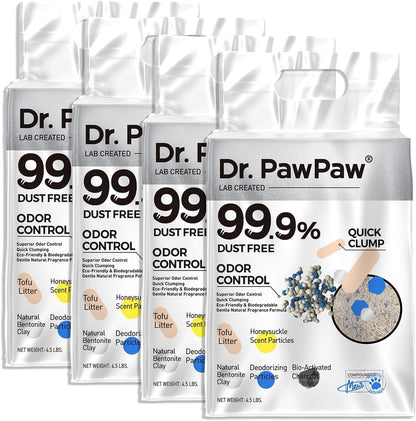 Dr. PawPaw Tofu Cat Litter, Honeysuckle Scent, 4 Pack