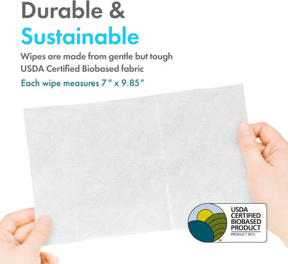 Petkin Plant-Based PetWipes, 100 Wipes, 4 Pack - Biobased, Sustainable, Big & Thick Pet Wipes for Dogs & Cats - for Face, Paws, Ears, Body & Eye Area - Consciously Cleans & Conditions - Vanilla