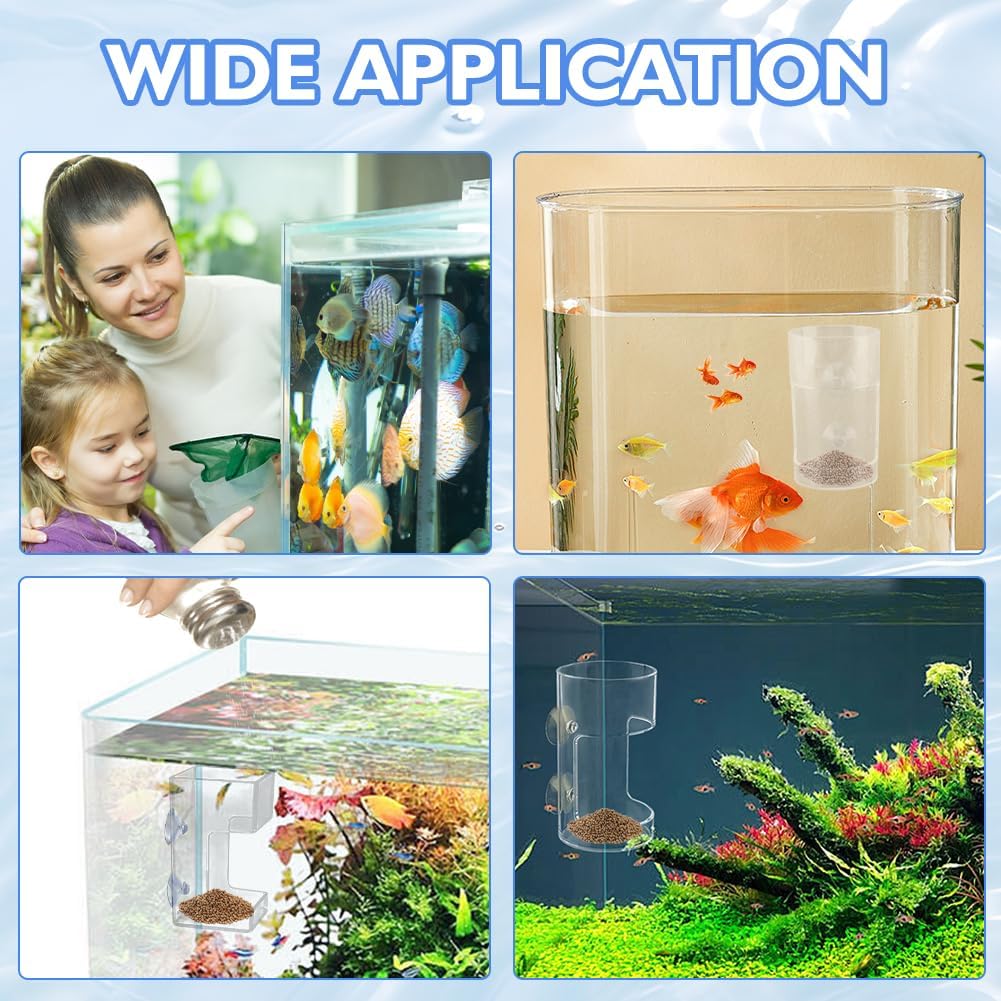 2pcs Fish Tank Feeding Tray with Suction Cup Acrylic Feeding Tube Fish Food Holder Automatic Fishing Feeder Aquarium Tank Divider Supplies Breeder Box for Aquarium (Color:Clear)