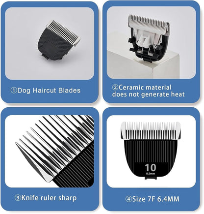 3PCS Replacement Blade for nebot P1 Pro Pet Grooming Kit & Vacuum,Size-10 Cut Length 1/50"(0.5mm),Made of Ceramic Blade & Stainless Steel Blade