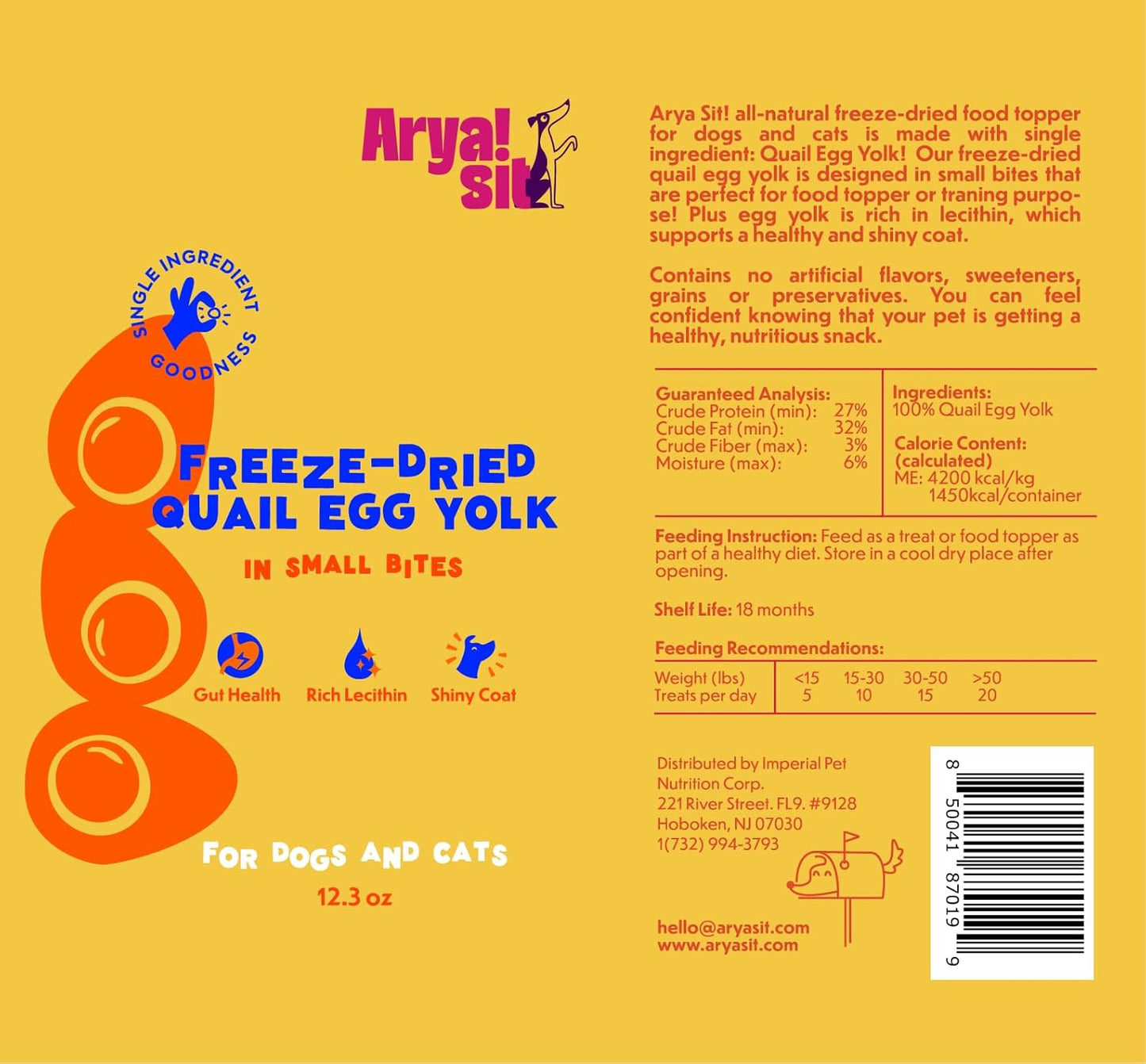 Freeze-Dried Single Ingredient Dog Treats and Food Topper (Egg Yolk)