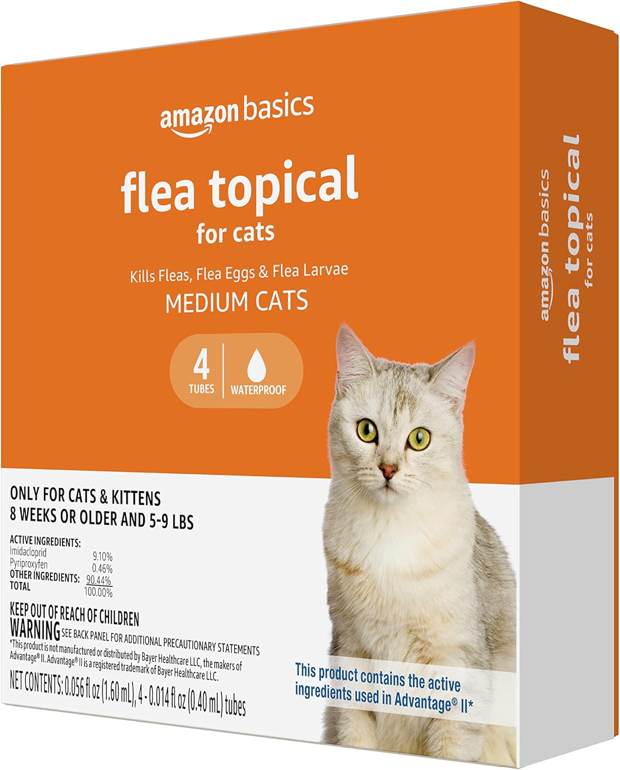 Amazon Basics PreventativeTopical Flea Treatment for Medium Cats (5-9 Pounds), 4 Count