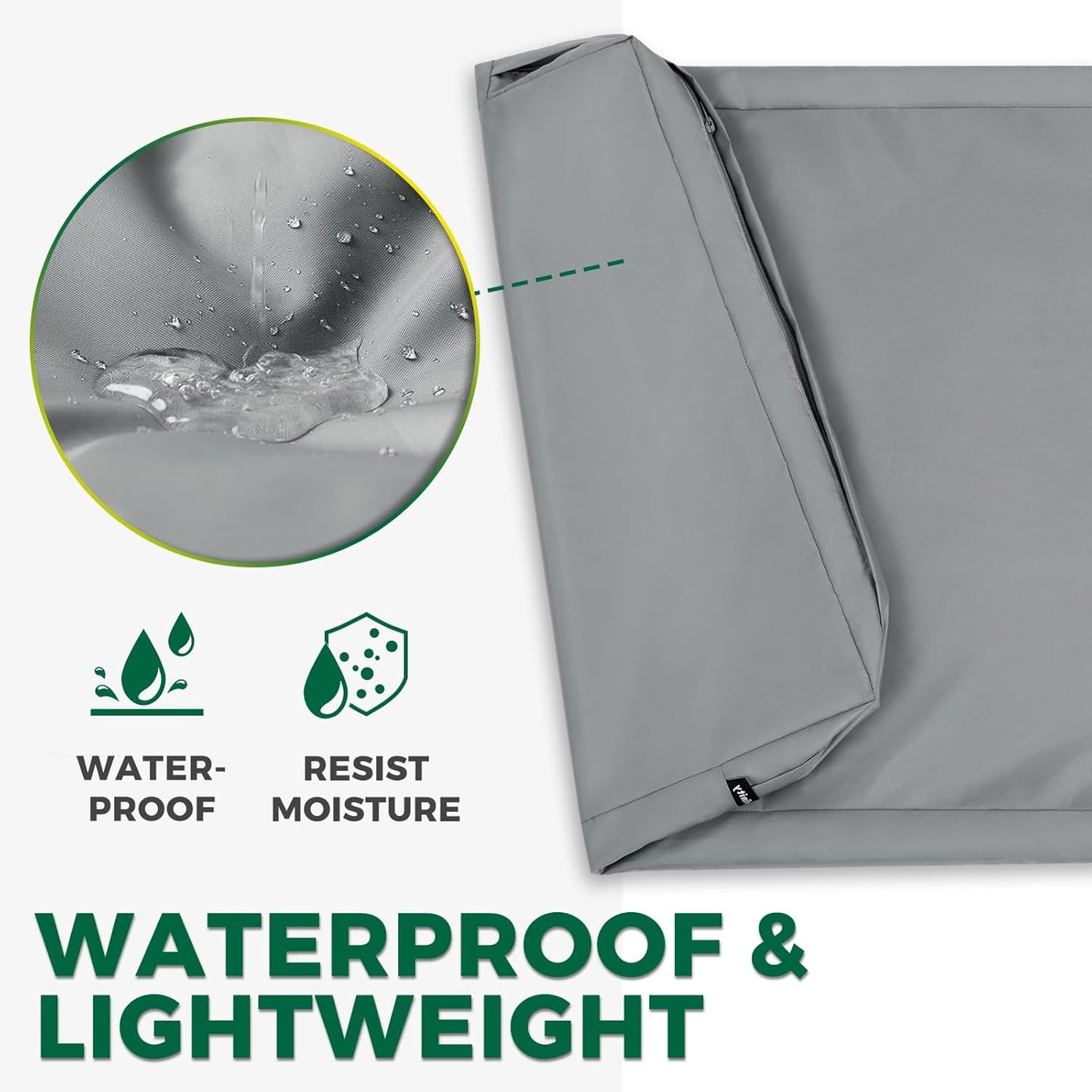 Waterproof Dog Bed Cover Replacement Washable, Easy to Clean, Pet Hair Resistant, Heavy Duty Oxford, Zipper Closure, Indoor/Outdoor Use, Fits 48 Inch Dog Crate - 47"x 29"x 4" - Grey