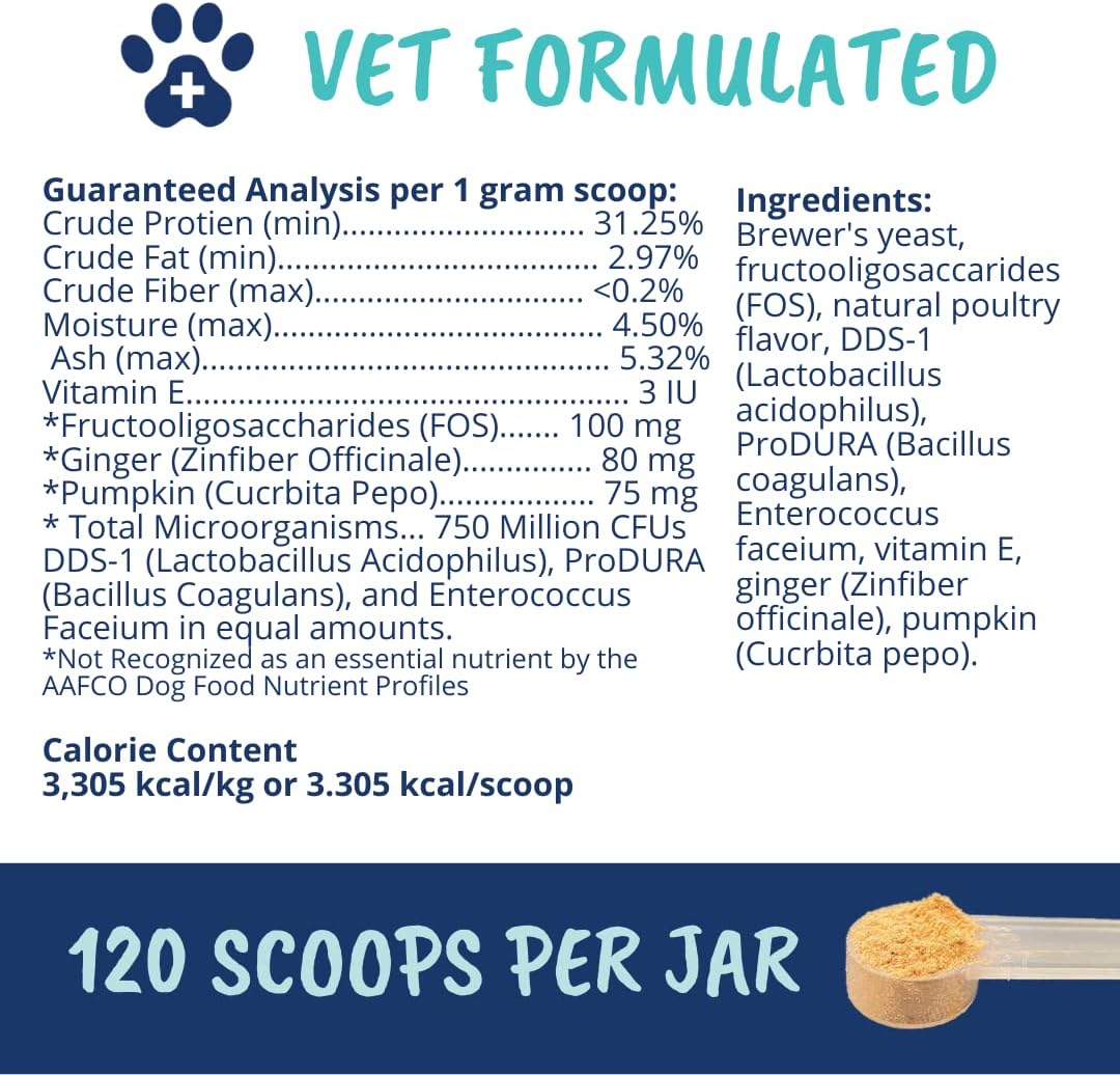 Under The Weather Pet Probiotic Powder for Dogs | Vet Formulated Dog Probiotics Supplement Filled with Good Bacteria | Promotes Healthy Digestion, Appetite, and Strong Immune System| 120 Servings