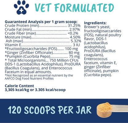 Under The Weather Pet Probiotic Powder for Dogs | Vet Formulated Dog Probiotics Supplement Filled with Good Bacteria | Promotes Healthy Digestion, Appetite, and Strong Immune System| 120 Servings