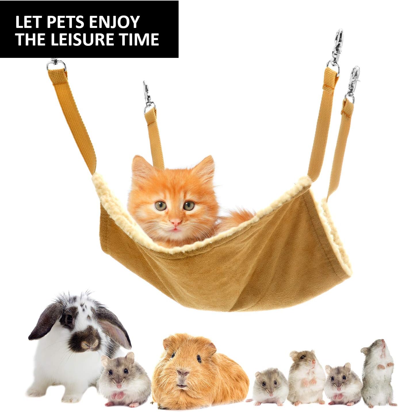 Boao 4 Pcs Guinea Pig Hammock Rat Hammock for Cage Small Animals - Chinchilla Parrot Sugar Glider Ferret (Leopard, Zebra, Black and White Dots, Camel)