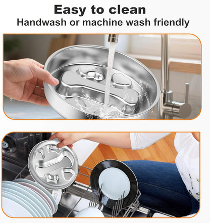 Stainless Steel Slow Feeder Dog Bowls,2 Pcs Slow Food Bowl for Dog & Cat - 2 Cups Capacity,Bone-Shaped Design Pet Food Holder,Metal Non-Slip Lick Plate,Puzzle Maze Dish for Small & Medium Sized Breeds