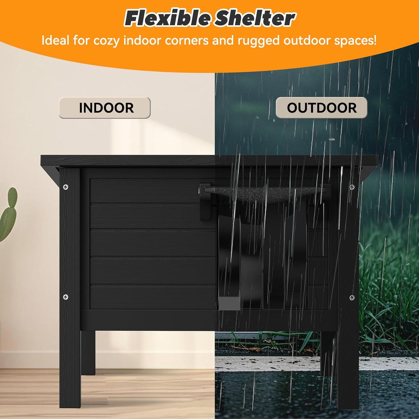 Weatherproof Outdoor Cat House, Feral Cat Shelter, 100% Insulated Foam, Solid Wood, Large Size for Multiple Cats, 24.8" L x 16.1" W x 18.9" H