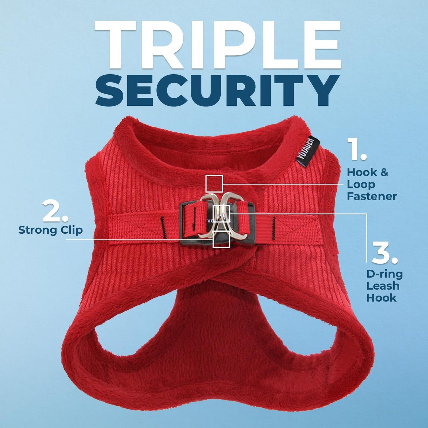 Best Pet Supplies - All Weather Mesh/Plush, Reflective, No Pull Harness for Small, Medium Dogs, Cats - Secure with Hook & Loop Fastener, Buckle, Double D-Rings - Red Corduroy, S