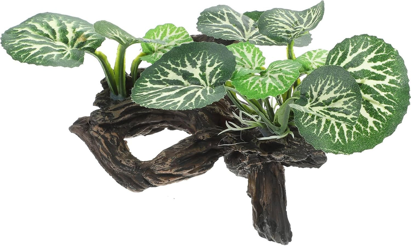 Artificial Reptile Plant Decor for Terrarium Habitat, Lifelike Fake Aquarium Plant Ornament, Sturdy Plastic Reptile Tank Decoration for Lizards and Amphibians