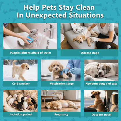 6PCS Unscented Extra Thick Pet Glove Wipes for Dogs & Cats, Dog Cat Washing Cleaning Gloves, Dog Grooming Bath Gloves for Daily Care and Traveling, Rinse Free