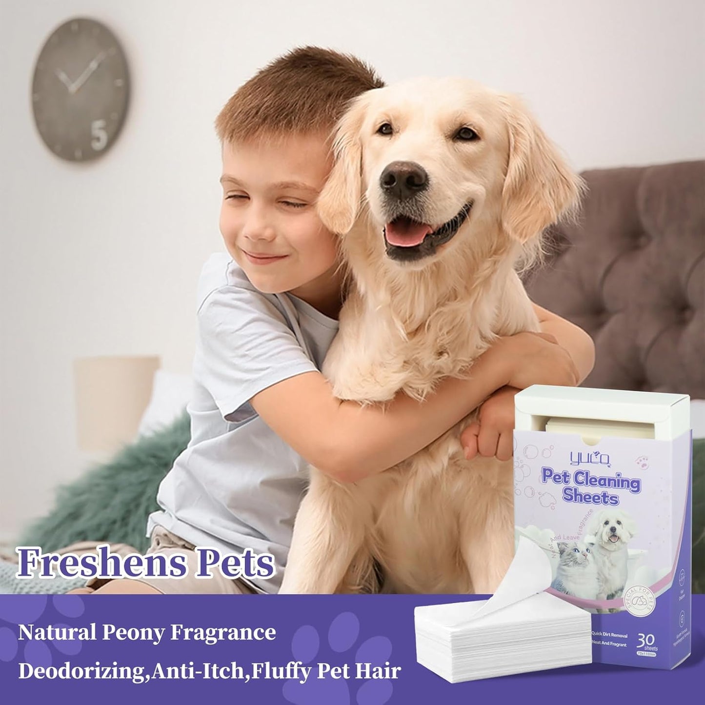 Pet Laundry Sheets Shampoo Sheets, Fast Dissove and Dense Foamy Liquidles Pet Supplies, for Pet Clothing and Toys Washing, for Dog and Cat Bath, Up to 30 Washes