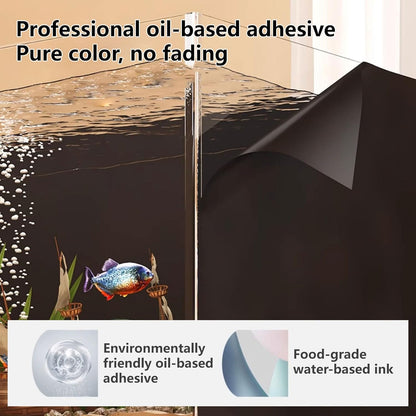 COYOUCO Glossy Black Fish Tank Background – Opaque Aquarium Backdrop PVC Film, Static Cling No-Glue Installation, Waterproof Removable Sticker for Freshwater & Marine Tanks,30×100cm
