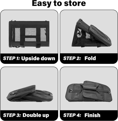 Simple Deluxe Airline-Approved Cat Carrier, 17" x 12" x 12", Soft-Sided Pet Carrier for Cats, Small Dogs, Kittens & Puppies up to 17 lbs, Durable & Collapsible Travel Carrier, Black