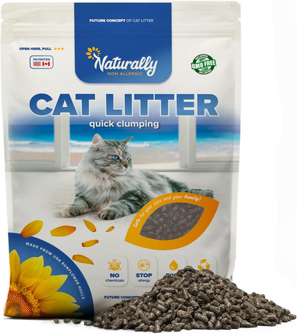 Cat Litter, Quick Clumping, 11 lb, 100% Natural Sunflower Hulls, Sunflower Scent (Pack of 1)
