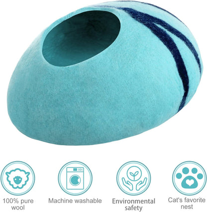 Cat Cave,Premium Felt Cat Bed for Indoor,Cave Bed Artificial Wool Comfortable Warm Hideout Pet Kitten Dome for Indoor