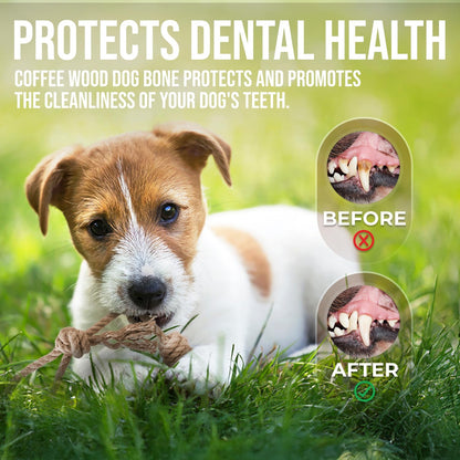 4Pcs Coffee Wood Chew Stick & Hemp Dog Ball Toy for Small & Medium Dog 25-50lbs, 100% Natural, Teething Chewing Interactive to Keep Them Busy, Wood Chew Toy for Birthday