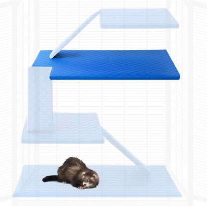 1 Pcs Ferret Cage Liner Washable Ferret Pads Bedding Cage Accessories Kit for Small Animals Hamster Rats Chinchillas Hedgehogs Guinea,Stain-Resistant Material (Top Pan Liner,Blue)