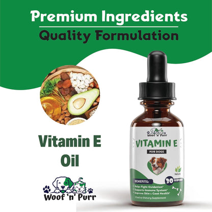 Vitamin E for Dogs - Vitamin E Dog - Vitamin E for Dog - Dog Vitamins E - Vitamin E Canine - Vitamin E Supplement for Dogs - Vitamin E Oil Dog - Dog Vitamins - Dog Immune Support - 1 fl oz