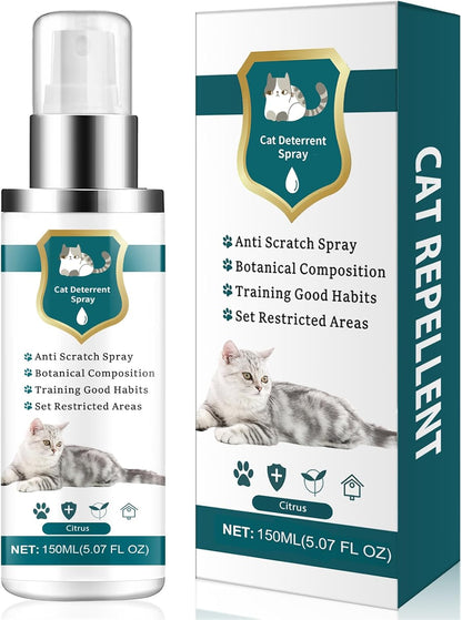 Advanced Cat Deterrent Spray, Natural Formula Cat Repellent Indoor and Outdoor, Strengthened Cat Scratch Deterrent for Furniture, Sofas, Rugs, Curtain Protection, Stop Cats from Urinating (Green, M)