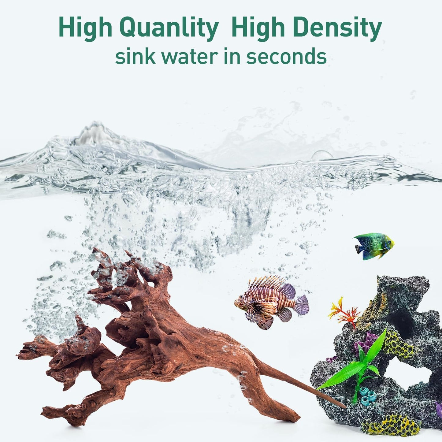 WDEFUN Natural Driftwood for Aquarium Decor, 2-Piece 10''-14'' Large Driftwood for Decorations on Fish Tank, Reptiles Bearded Dragon Accessories or Air Plants