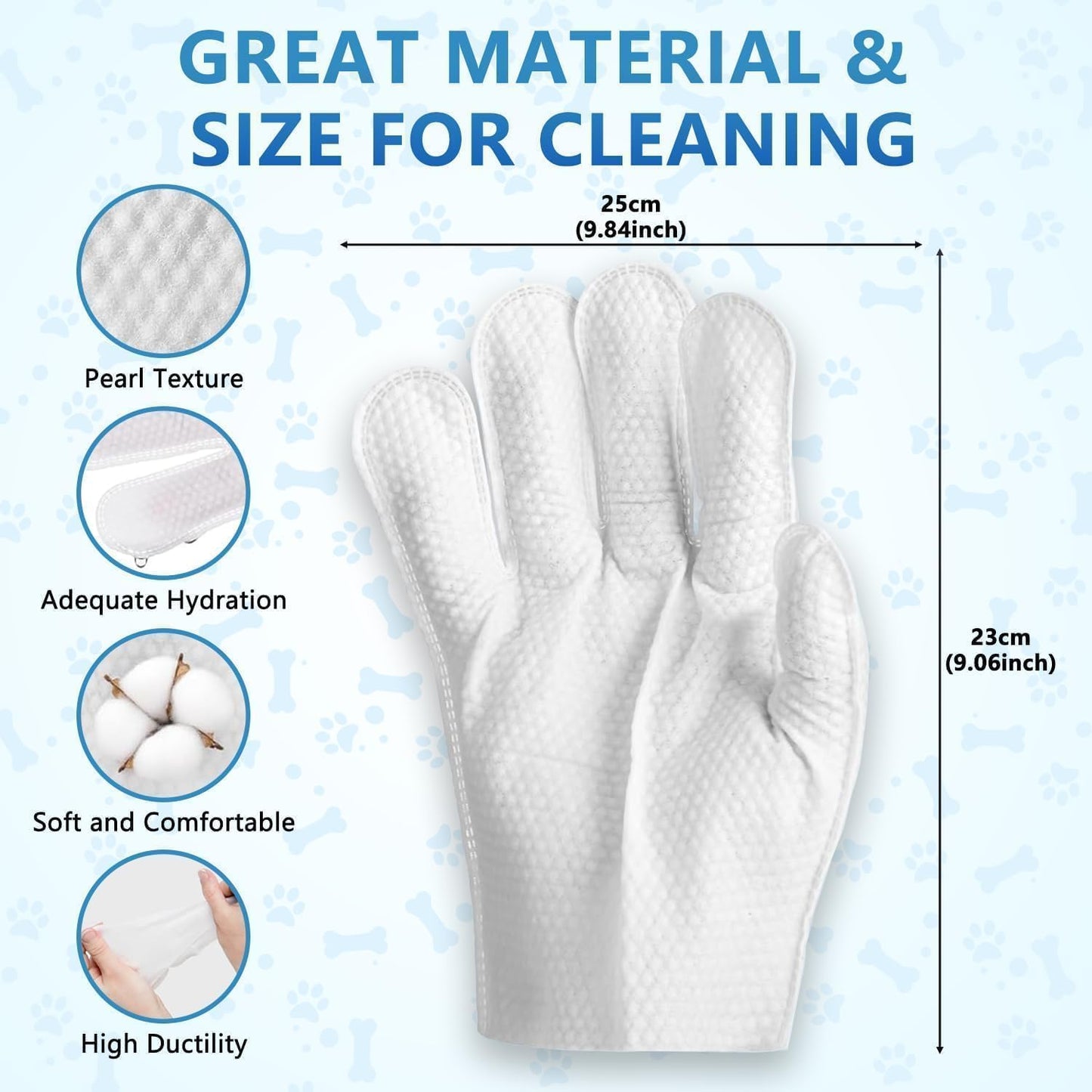 HONGYEE【4 Packs/24 Sheets Pet Thick Glove Wipes, Disposable Pet Cleaning Wipes, Odorless and Fragrance-Free, Suitable for Daily Care, Cleaning, and Grooming of Dogs and Cats