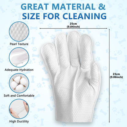 HONGYEE【4 Packs/24 Sheets Pet Thick Glove Wipes, Disposable Pet Cleaning Wipes, Odorless and Fragrance-Free, Suitable for Daily Care, Cleaning, and Grooming of Dogs and Cats