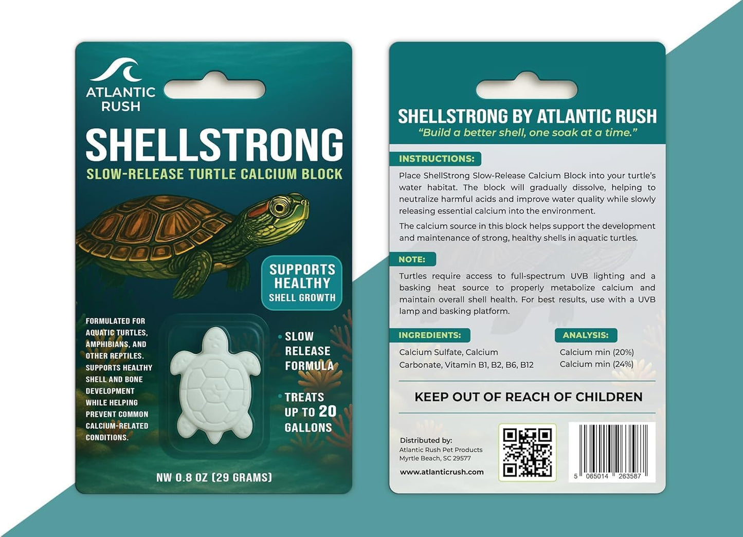 Shellstrong Premium Calcium Block for Aquatic Turtle - Slow Release Water Tank Conditioner - Cuttlebone for Aquarium - Turtle Tank Accessories - 20 Gallon Aquatic Tank Treatment (3 Calcium Blocks)