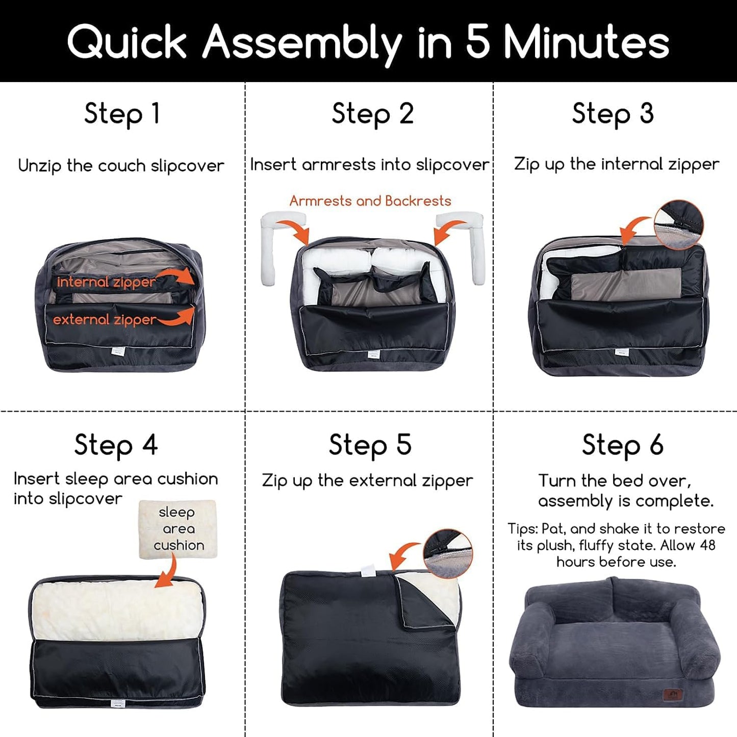 Hollypet Fluffy Plush Pet Cat Couch Soft Calming Pet Sofa Beds for Medium Small Cats and Dogs, White