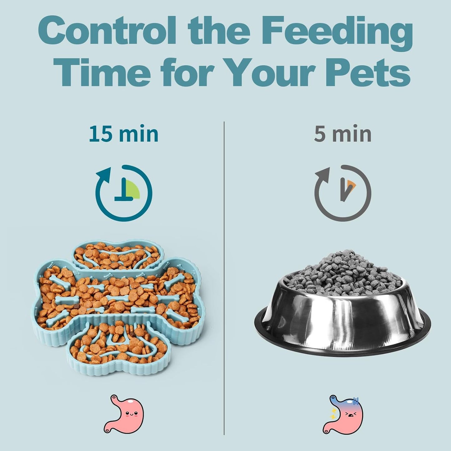 2 in 1 Slow Feeder Dog Bowls, Lick Mat for Dogs with Suction Cups, Dry and Wet Interactive Dog Puzzle Feeder Bowls for Anxiety Relief, Silicone Dogs Feeding Mat Pad Dish for Slow Down Eating