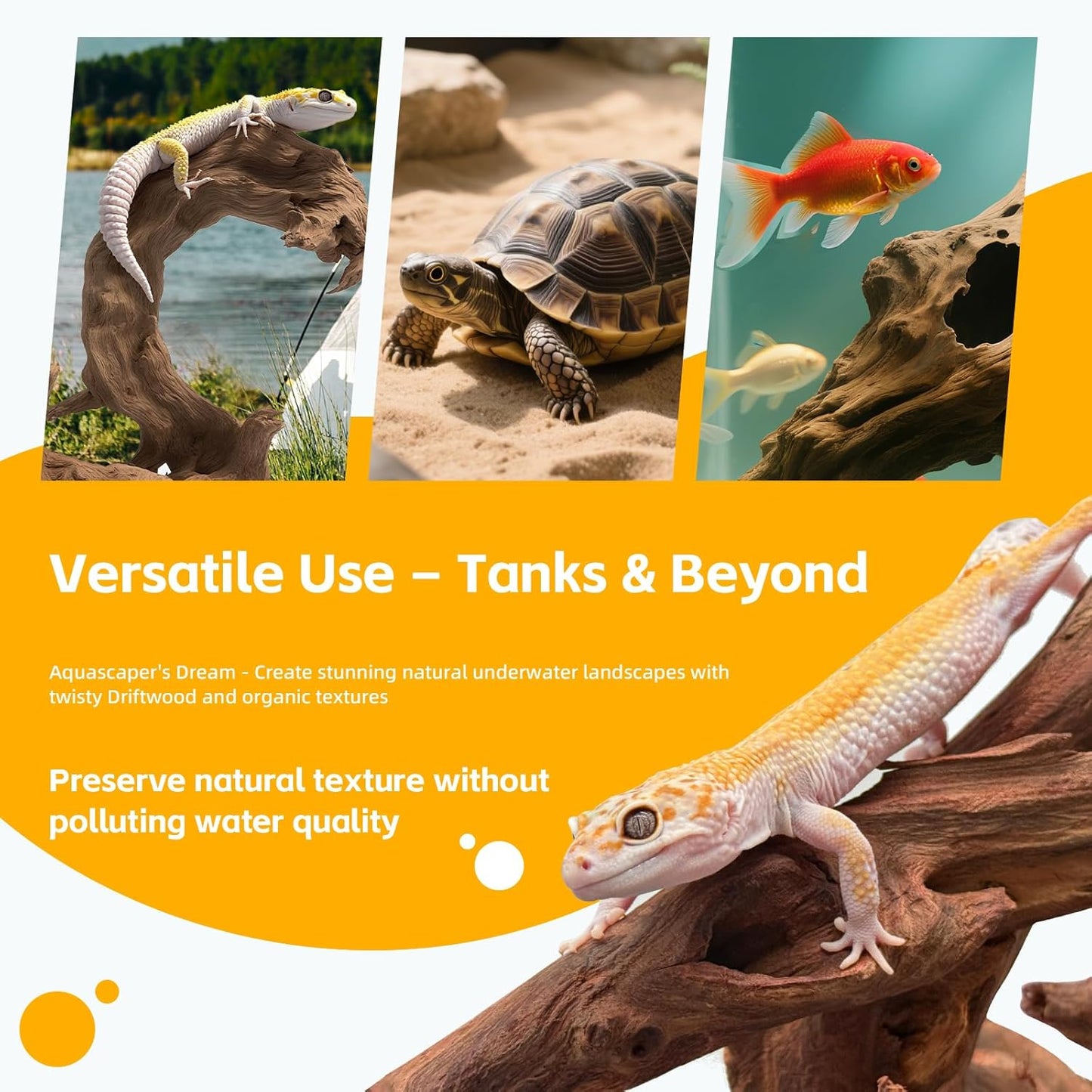 EFFIELER Natural Driftwood for Aquarium Decor –Unique Size (14-17 Inch 1-Pack) Real Wood Branches Fish Tank, Reptile Habitat, Terrarium, Hermit Crab,Aquatic Pets