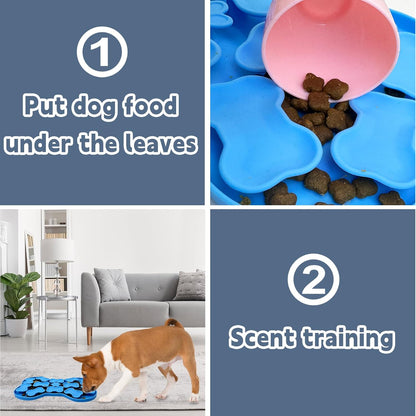 Fhiny Silicone Snuffle Mat for Dogs, Dog Puzzle Feeder Lick Mat with Suction Cups Puppy Slow Feeder Bowl for Dry and Wet Food Interactive Smell Training Encourages Natural Foraging Skill(Blue)