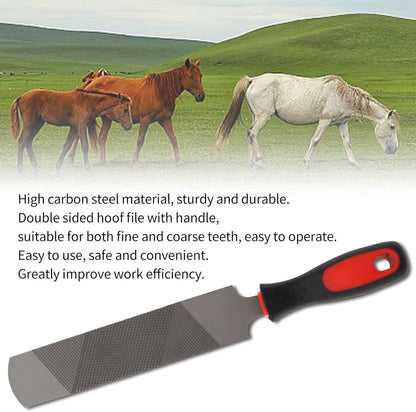 USUNFARN 12 Inches Hoof Rasp for Horses,Carbon Steel Hoof Picks for Horses with Rubber Handle,Double-Sided Hoof Farrier Rasp,Suitable for Horse/Goat/Cow/Donkey/Animal Hooves Farrier Tools (12 Inch)