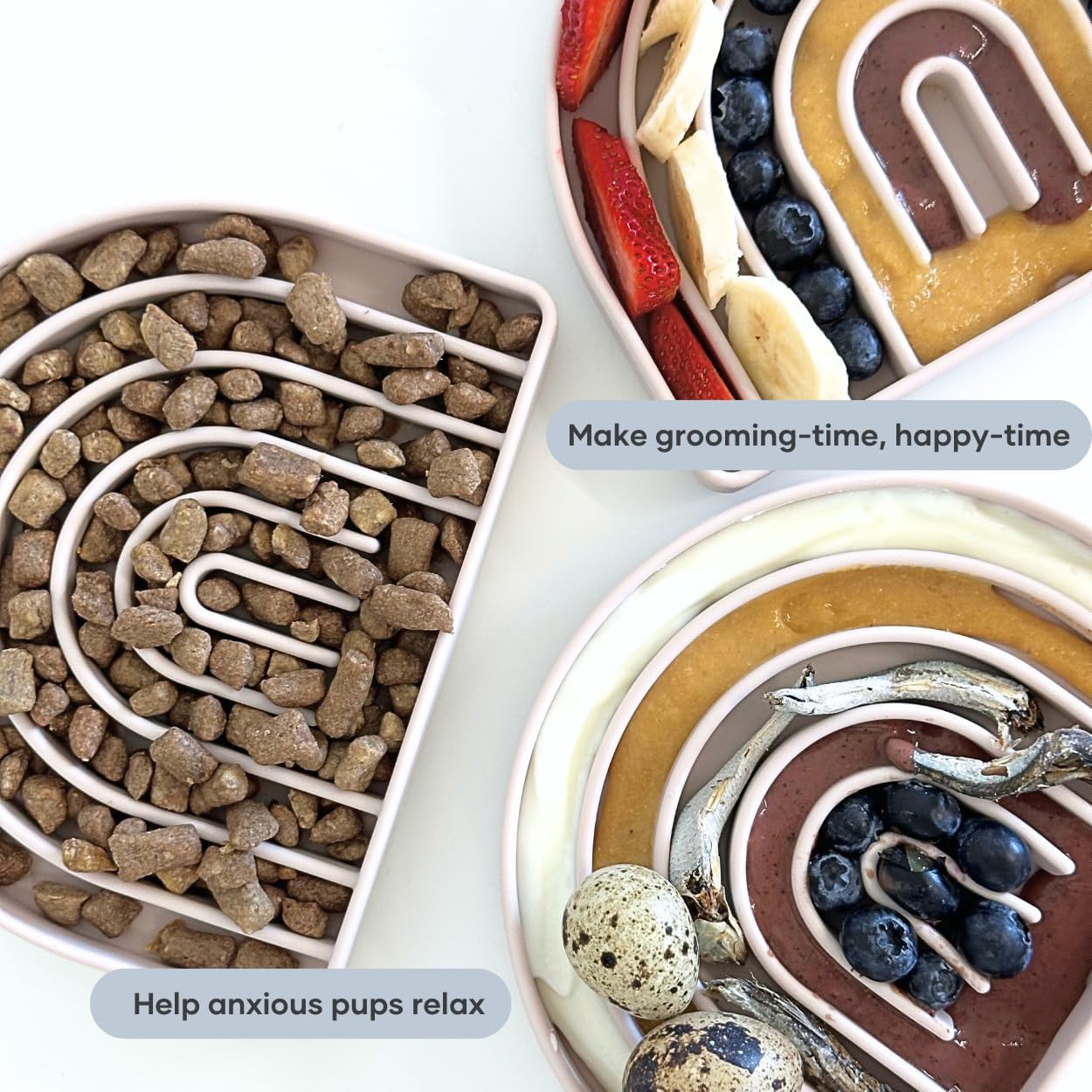 Pupwell Happy Feelings Lick Mat for Dogs and Cats, Dog Slow Feeder, Anxiety and Boredom Relief (Slate Blue)