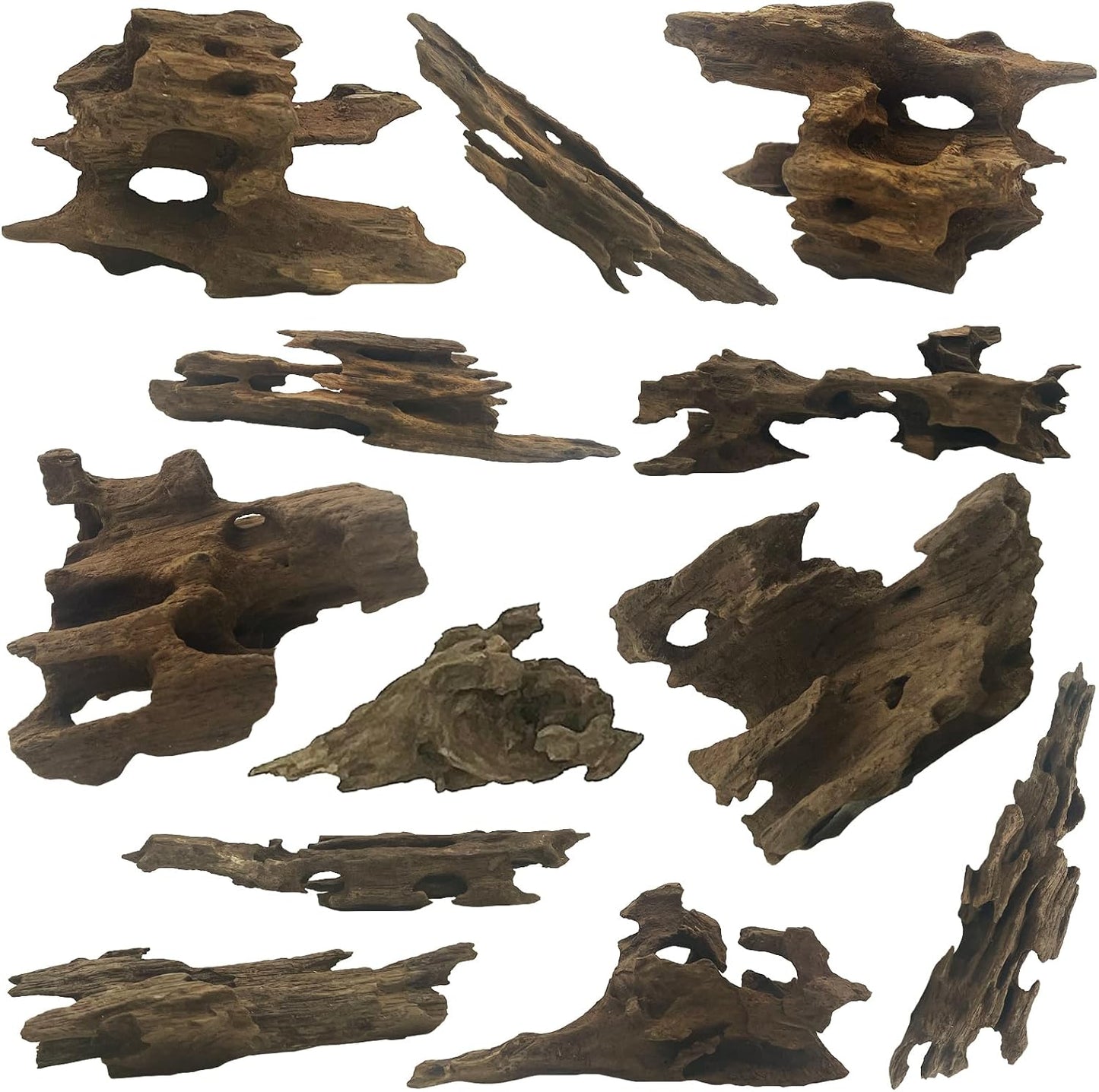 Hamiledyi Natural Driftwood for Aquarium Decor 12 PCS Fish Tank Wood with Small Holey Aquarium Wood Aquascaping for Shrimp Betta Hermit Crab and Butterfly Fish