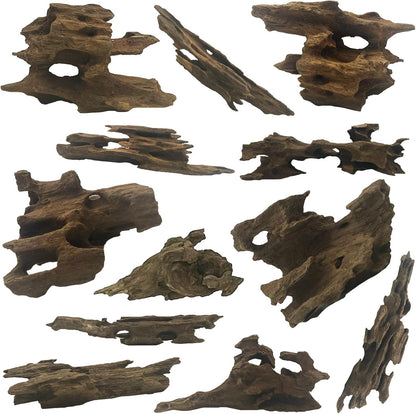 Hamiledyi Natural Driftwood for Aquarium Decor 12 PCS Fish Tank Wood with Small Holey Aquarium Wood Aquascaping for Shrimp Betta Hermit Crab and Butterfly Fish