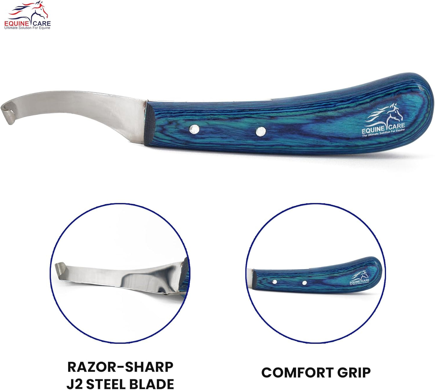 Equine Care Right-Handed Hoof Knife – Professional Farrier Knife & Hoof Trimmer Tool | Ultra-Sharp J2 Stainless Steel Blade, Ergonomic Handle for Horse Hoof Trimming, Cleaning & Farrier Supplies