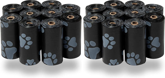 Best Pet Supplies Dog Poop Bags for Waste Refuse Cleanup, Doggy Roll Replacements for Outdoor Puppy Walking and Travel, Leak Proof and Tear Resistant, Thick Plastic - Black, 150 Bags (Pack of 2)