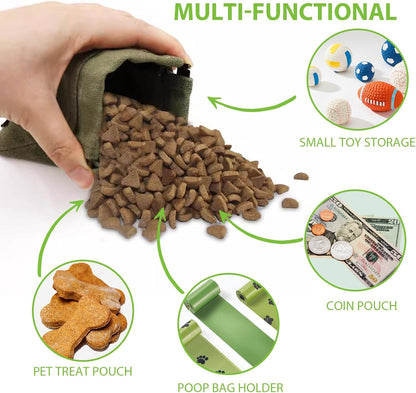 Dog Training Treat Pouch with Auto-Closing Lid, Hands-Free Leash Clip Bag for Puppy Obedience, Portable Pet Reward Snack Holder for Walking Hiking and Outdoor Adventures