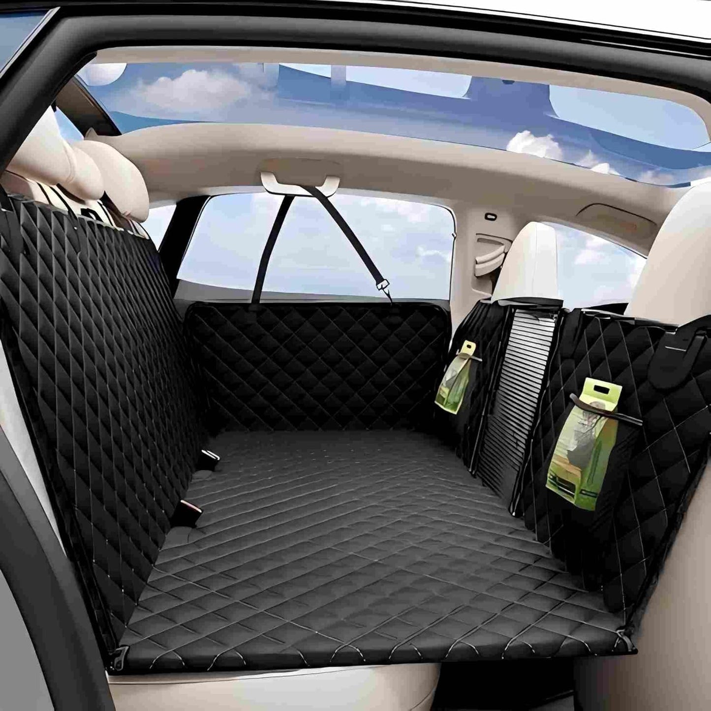 Back Seat Extender for Dogs - Large Space, Waterproof Dog Car Seat Cover for Back Seat with Hard Bottom Holds 420lbs, Upgraded Material Waterproof Pet Car Bed Dog Hammock for Car, SUV,Truck