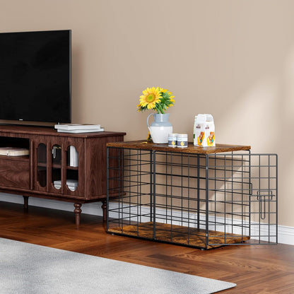 24 Inch Extra Small Dog Crate Furniture - Stylish Durable Indoor Dog Kennel with Storage Top & Secure Lock, Dog Crates for Small Dogs Under 10 lbs, Decorative End Table Pet House