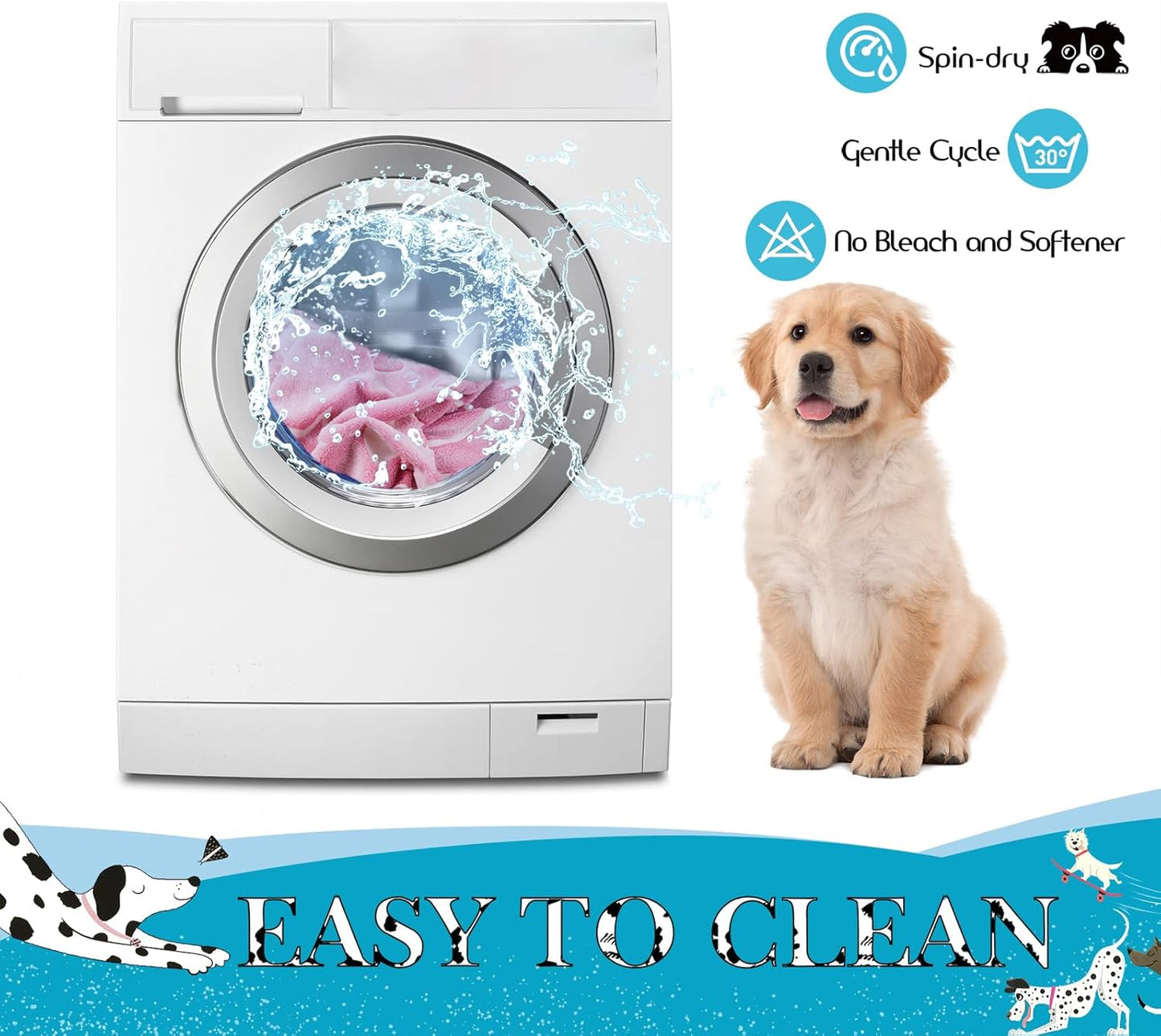 Round Replacement Dog Bed Cover - Elastic Edged Washable Protector with Glow in The Dark Heart Pattern for Small & Medium Beds, Cover Only, 20"x9.8"