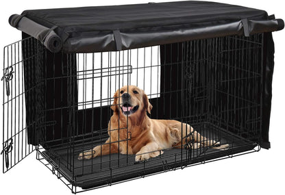 HONEST OUTFITTERS Dog Crate Cover 36 Inch Kennel for Medium Dog, Heavy Duty Oxford Fabric,with Double Door, Pockets and Mesh Window (37L x 24W x 25H,Black)
