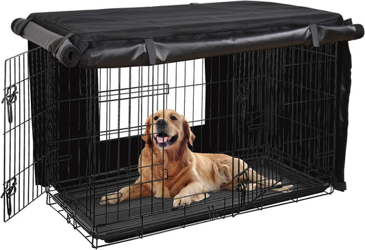 HONEST OUTFITTERS Dog Crate Cover 36 Inch Kennel for Medium Dog, Heavy Duty Oxford Fabric,with Double Door, Pockets and Mesh Window (37L x 24W x 25H,Black)