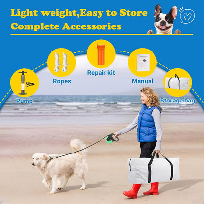 Dog Pool Ramp,Lengthen,59 × 35.4 Inches Non Slip,Non Puncture Dog On Water Ramp with Ladder for Boats, Pool，Docks,Max Load 265 Lbs for Large DogsClimb Out of The Water