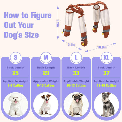 Mity rain Dog Suspender Boots for Small Dogs, Dog Boots with Elastic Strap Over-Back Naughty Dogs, Waterproof and Rubber Shoes for Anti-Rain, Snow, Winter and Keep Everything Clean